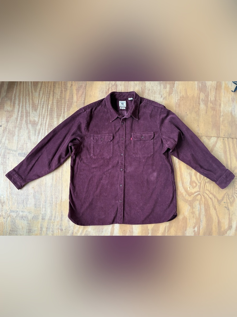 Levi's Men's Burgundy Corduroy Button-Up Shirt, XL Relaxed Fit, NEW!